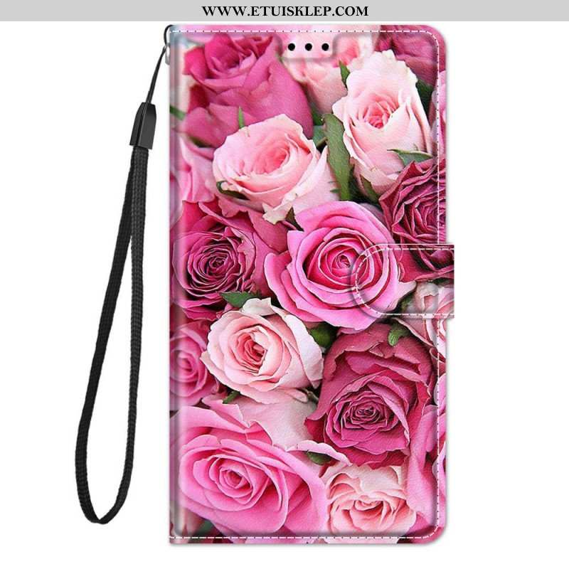 Etui Folio do Samsung Galaxy M23 5G Róże Z Smyczą